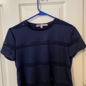 Cropped Navy Striped Shirt